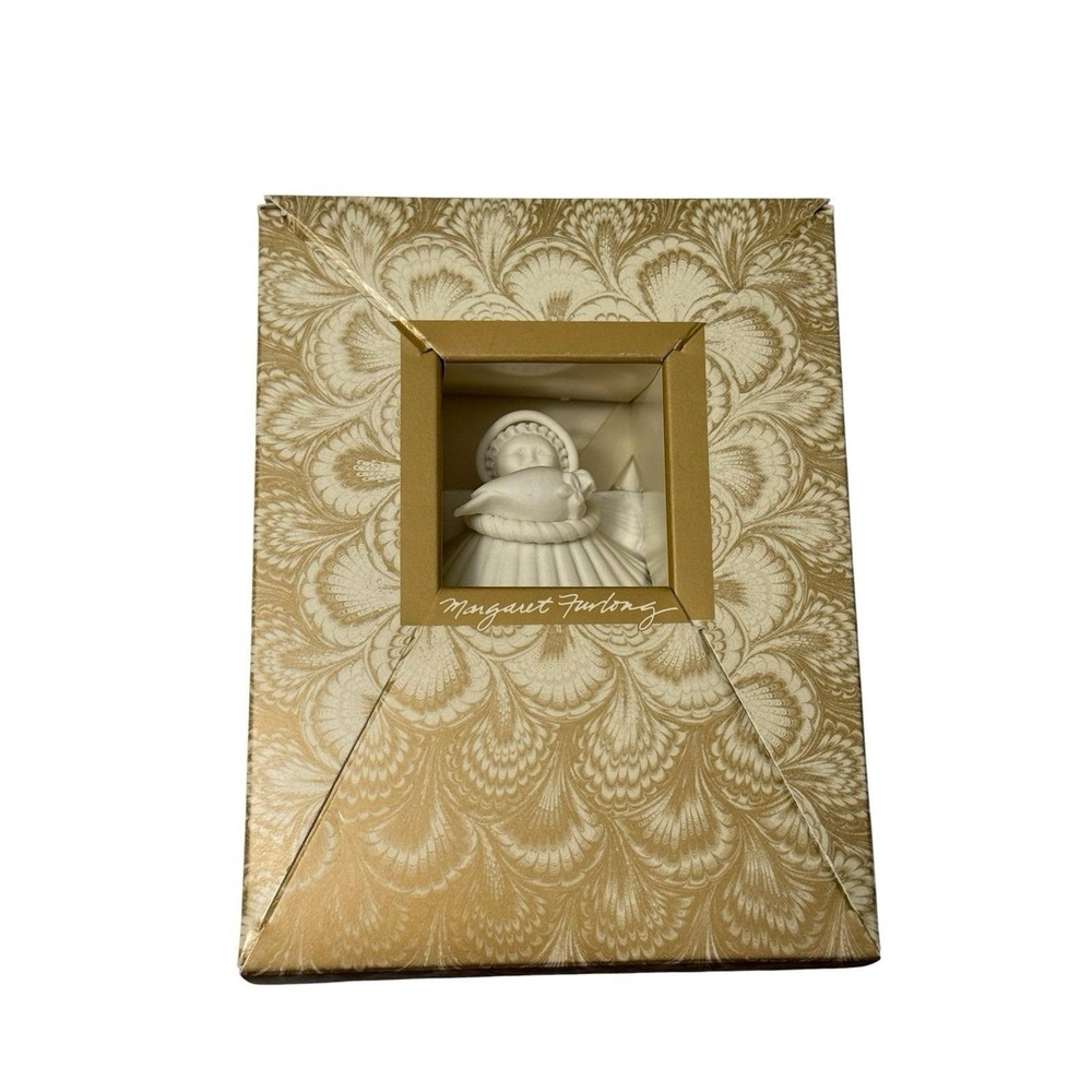 Margaret Furlong Bisque Porcelain Christmas Ornament Angel Dove‎ Shell White 4"